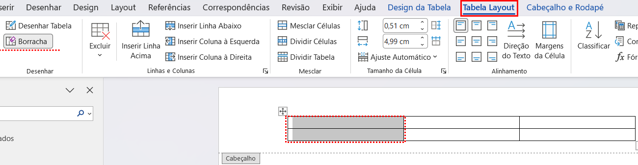 Modelo de cabeçalho e rodapé no Word