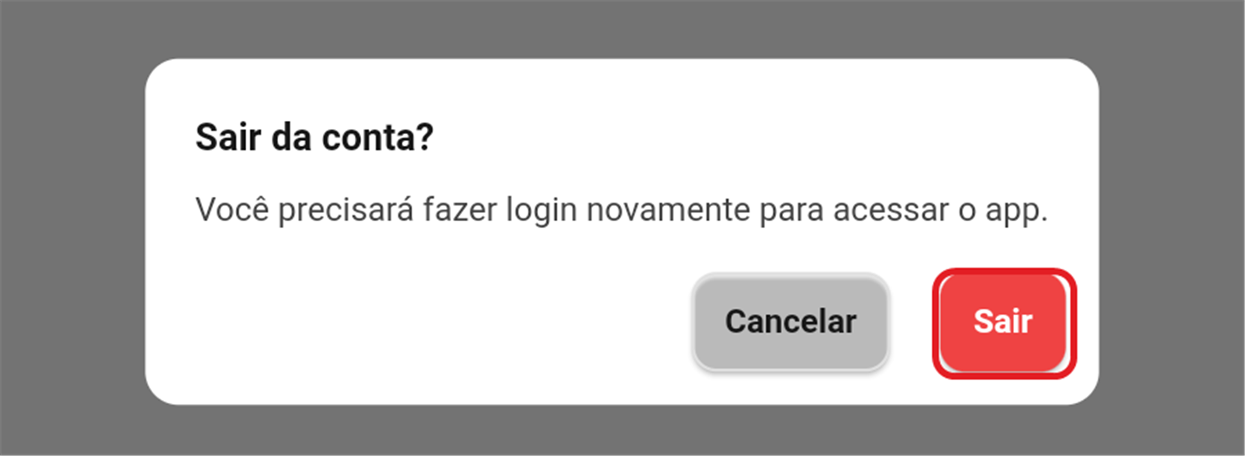 Confirmação de saída da conta