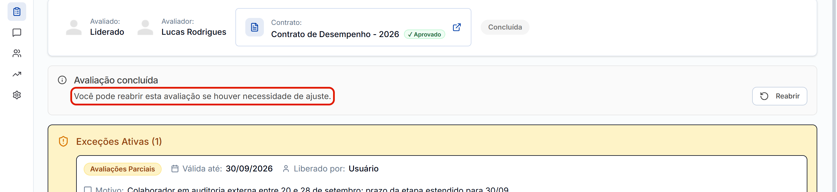 Aviso de avaliacao concluida