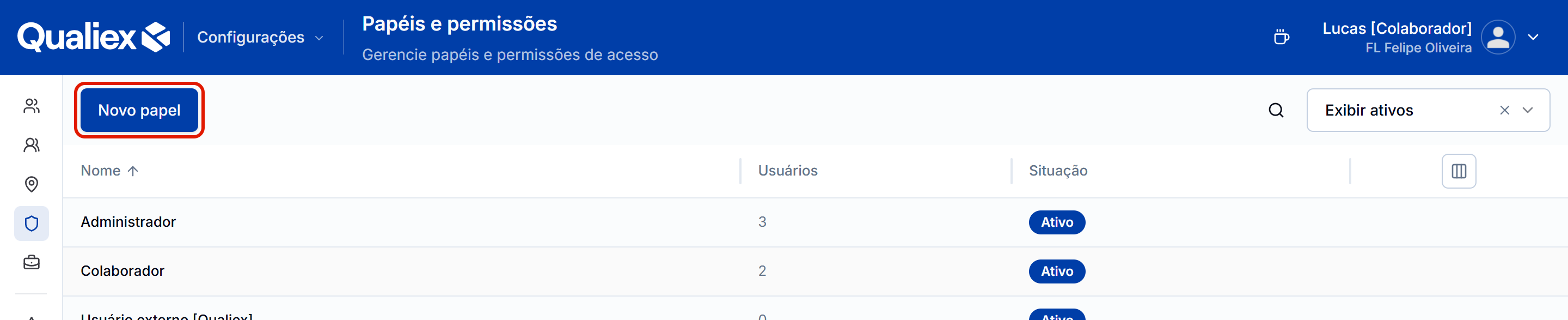 Papeis e permissoes