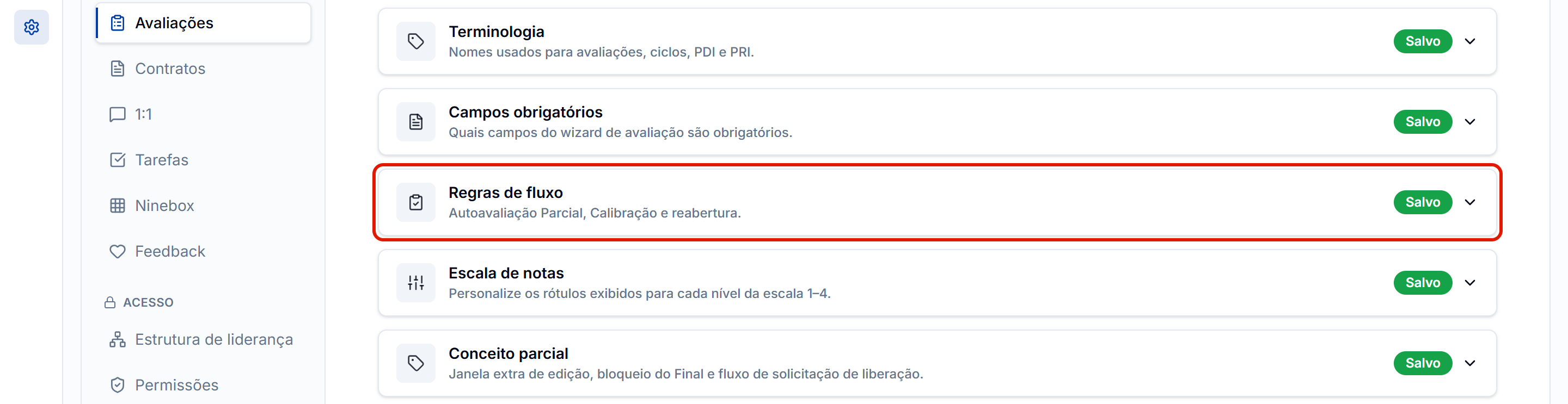 Parametrizacao avaliacoes os sete cartoes