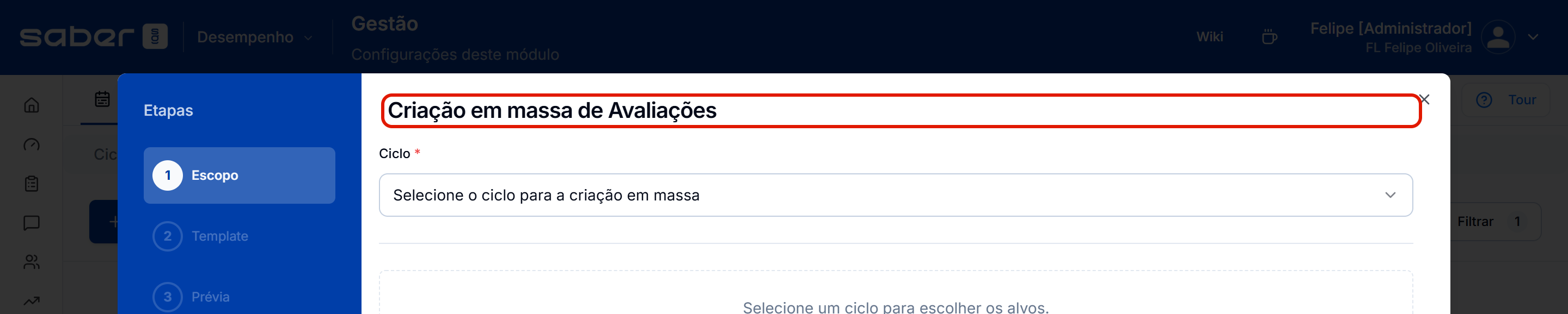 Assistente escopo template previa