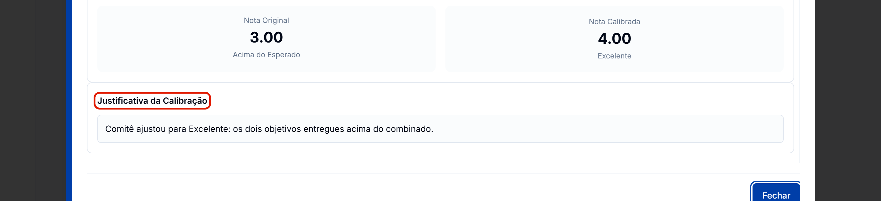 Nota calibrada e justificativa