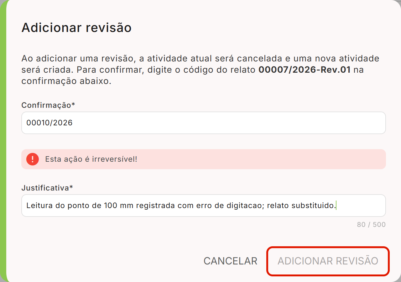 Dialogo preenchido e botao liberado
