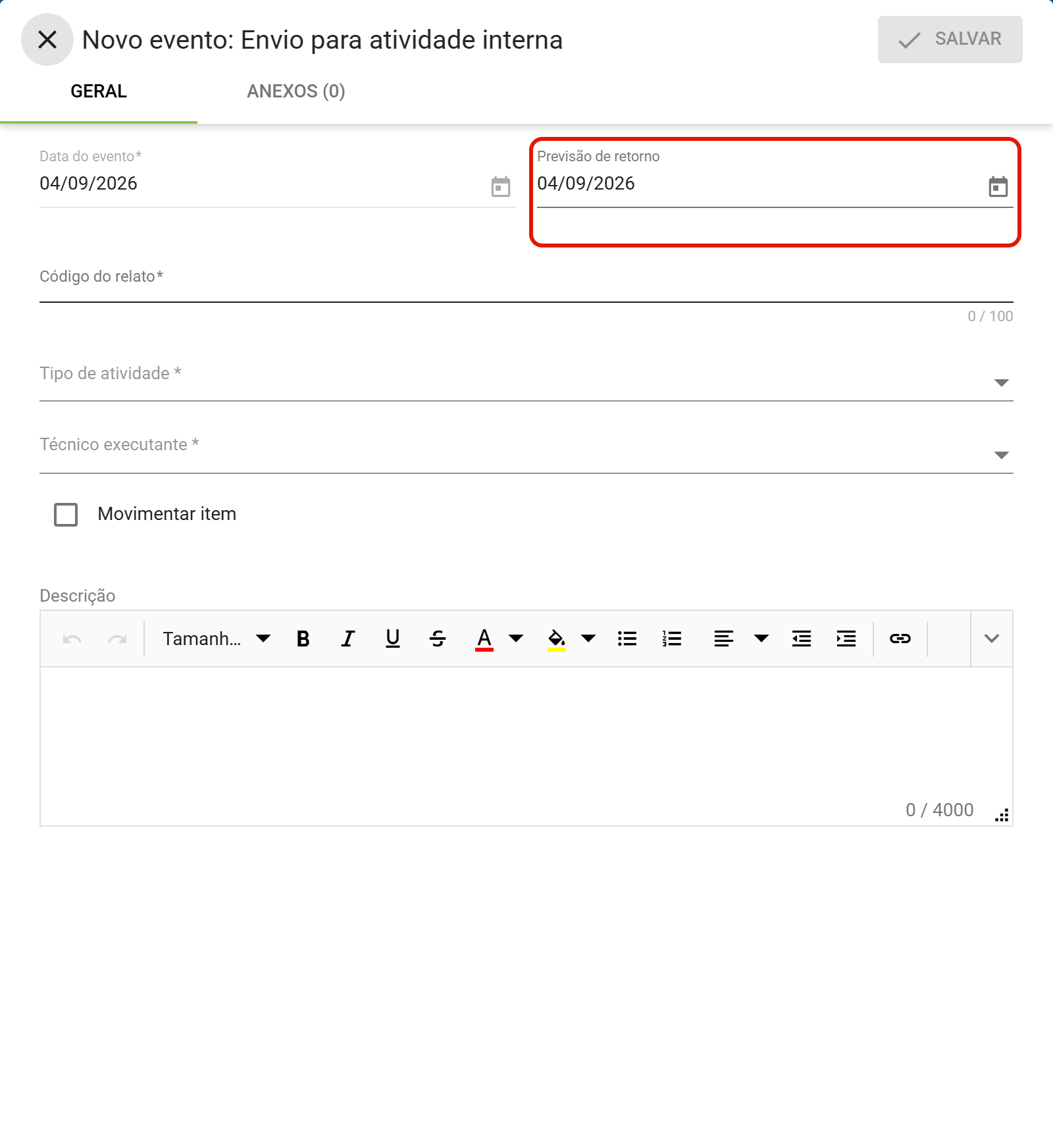 Previsao de retorno