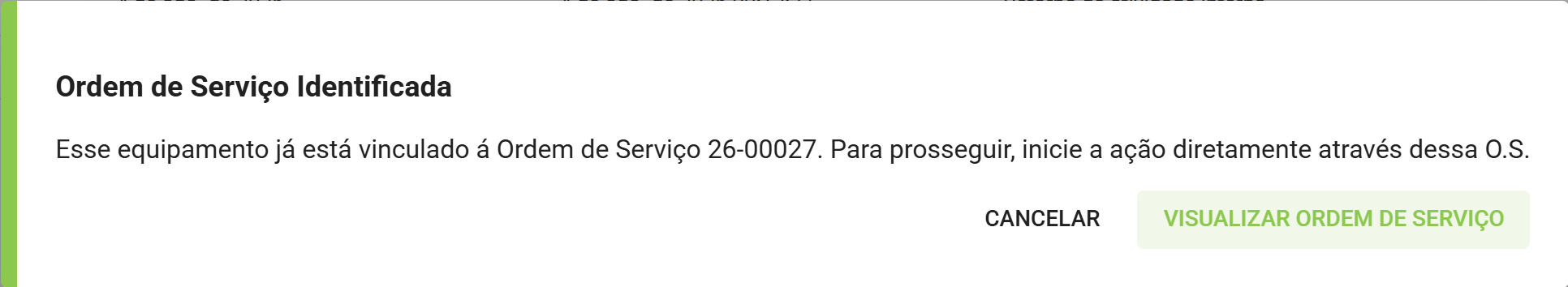 Bloqueio ordem de servico identificada