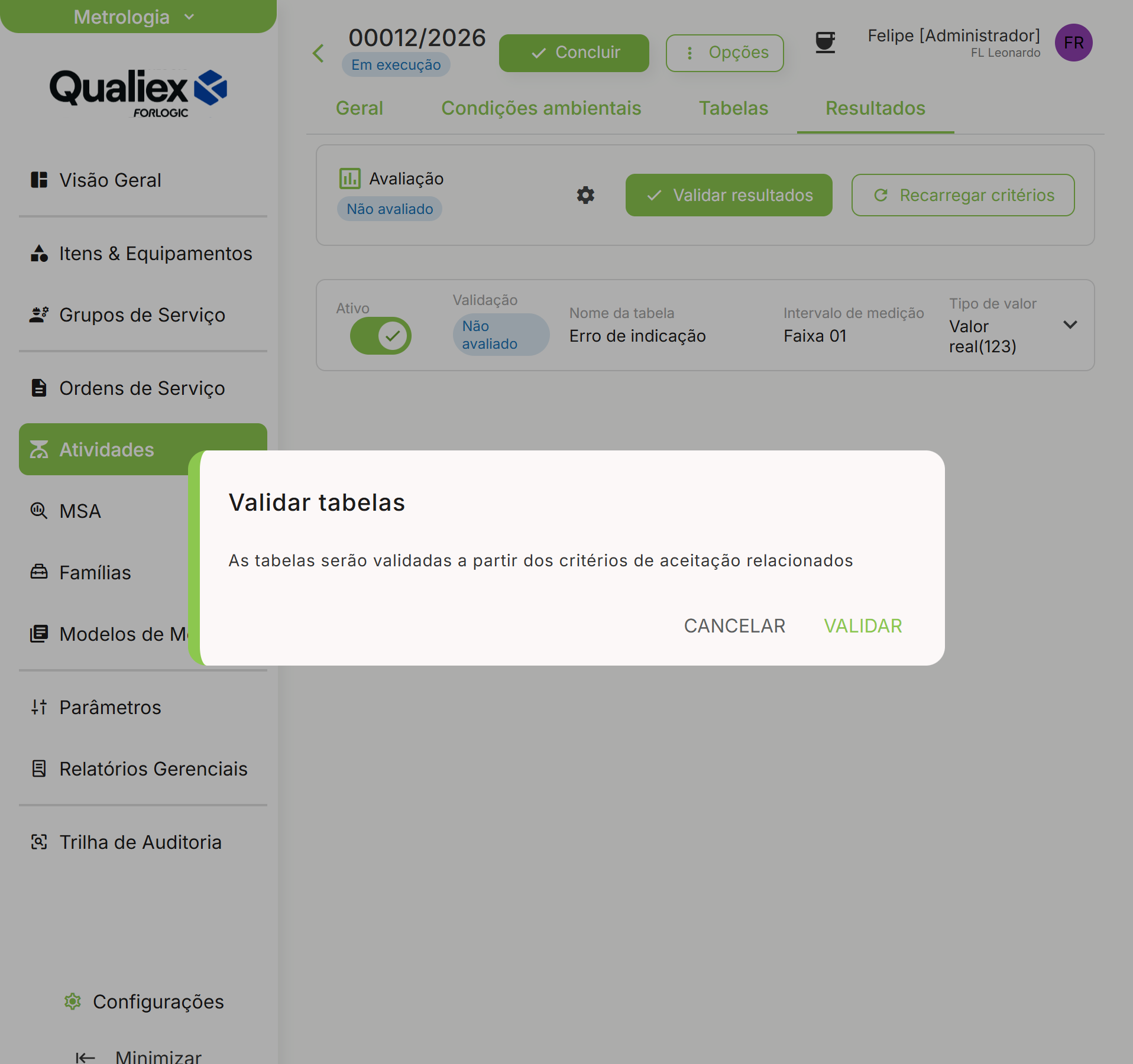 Avaliacao apos validar resultados