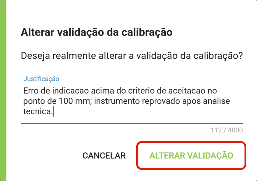 Botao alterar validacao