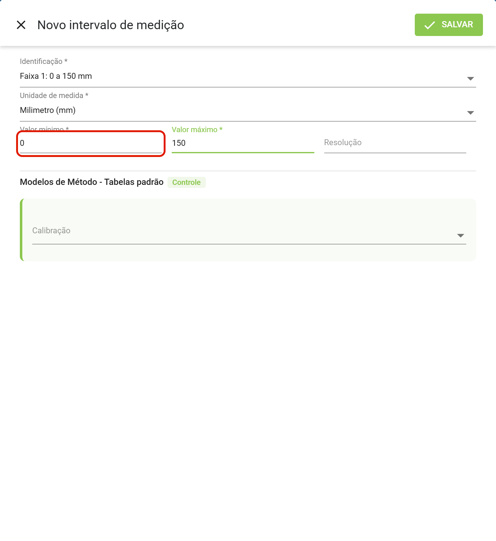 Passo7 valor minimo e valor maximo