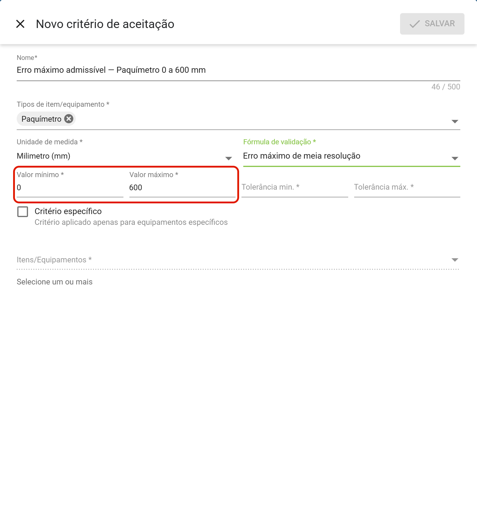 Passo8 valor minimo e valor maximo