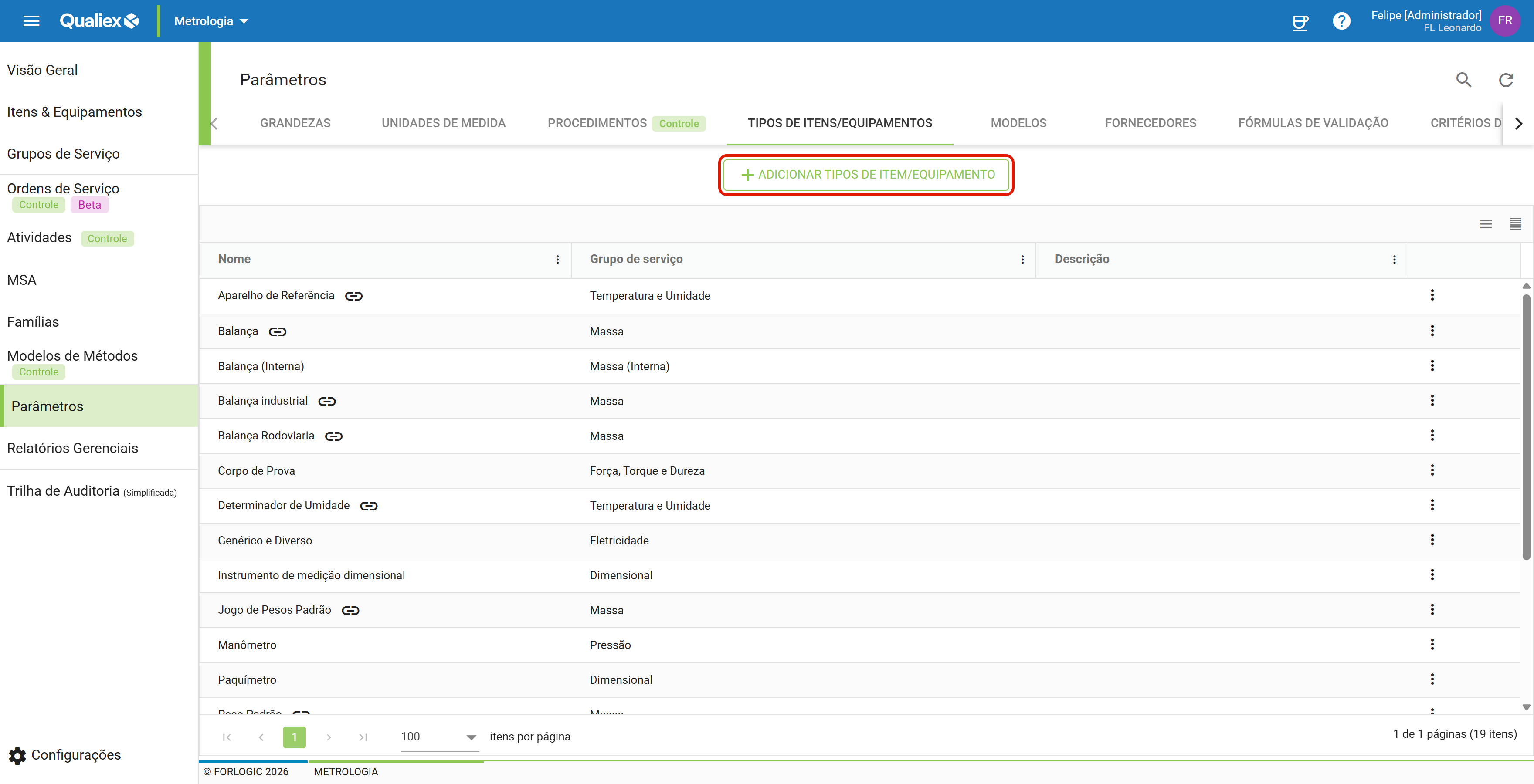 Passo3 botao adicionar tipos de item equipamento