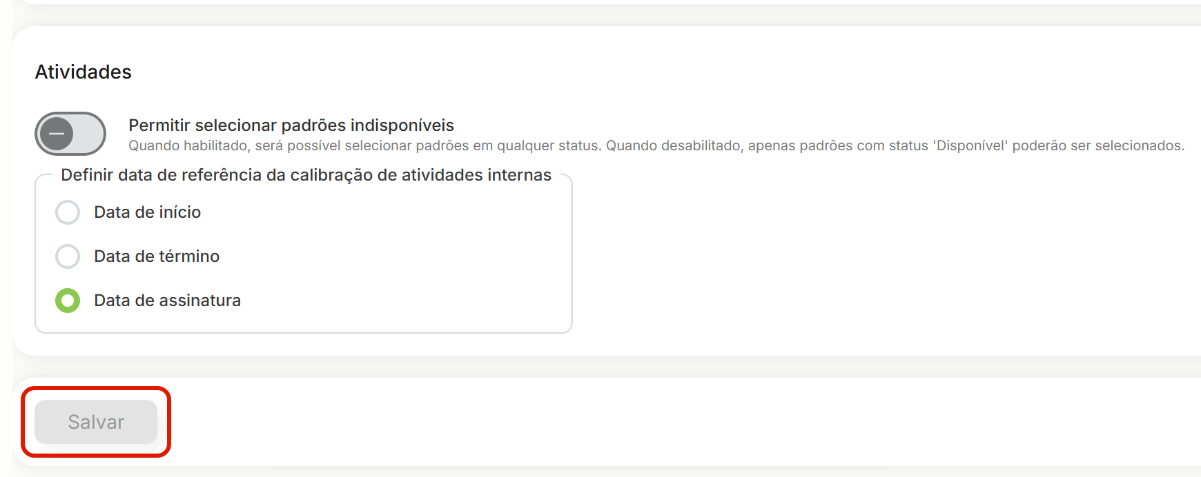 Botao salvar nasce desabilitado
