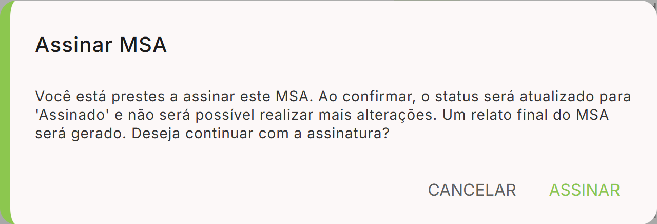 Dialogo assinar msa