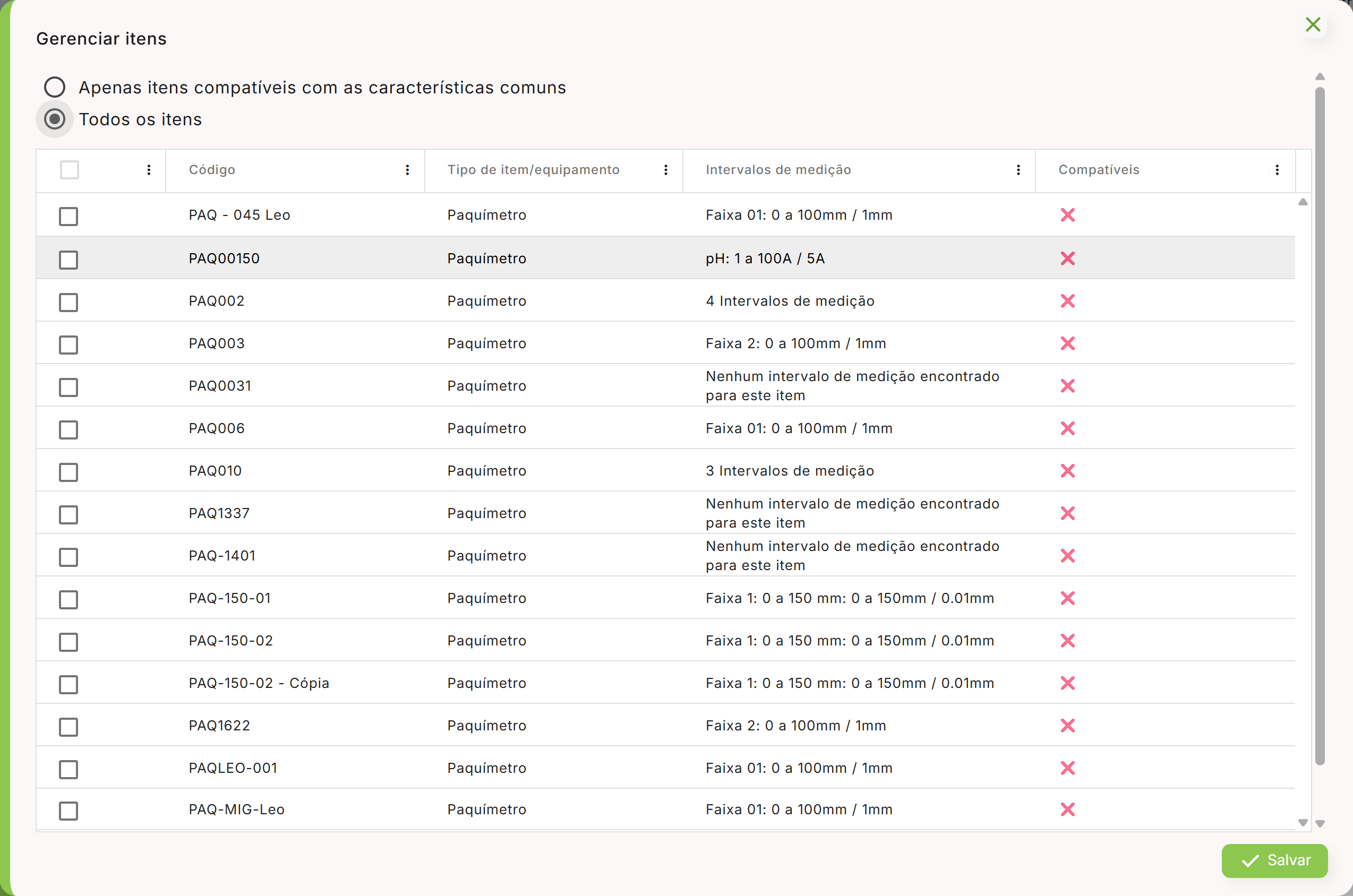 Lista todos os itens