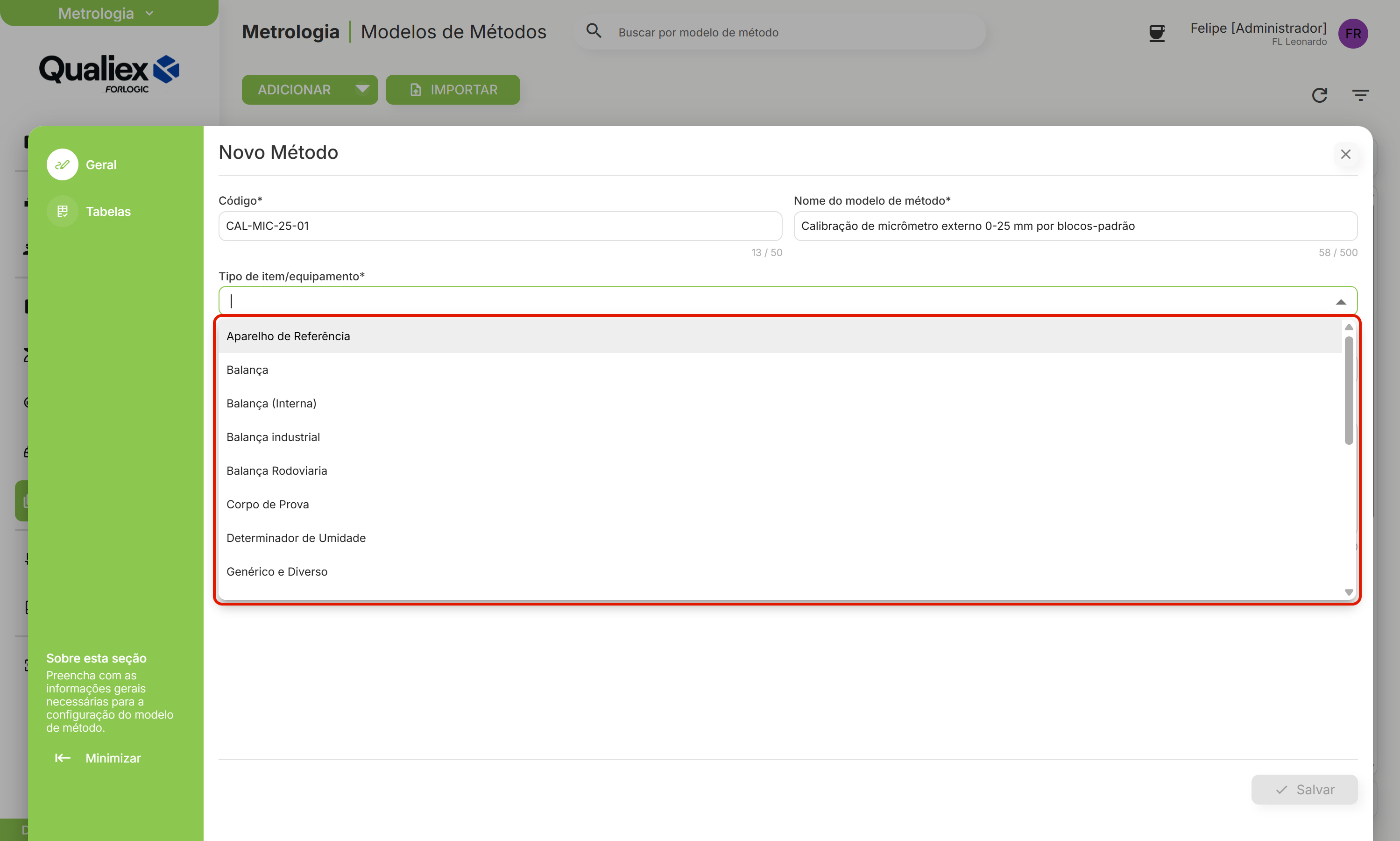 Tipos de item equipamento