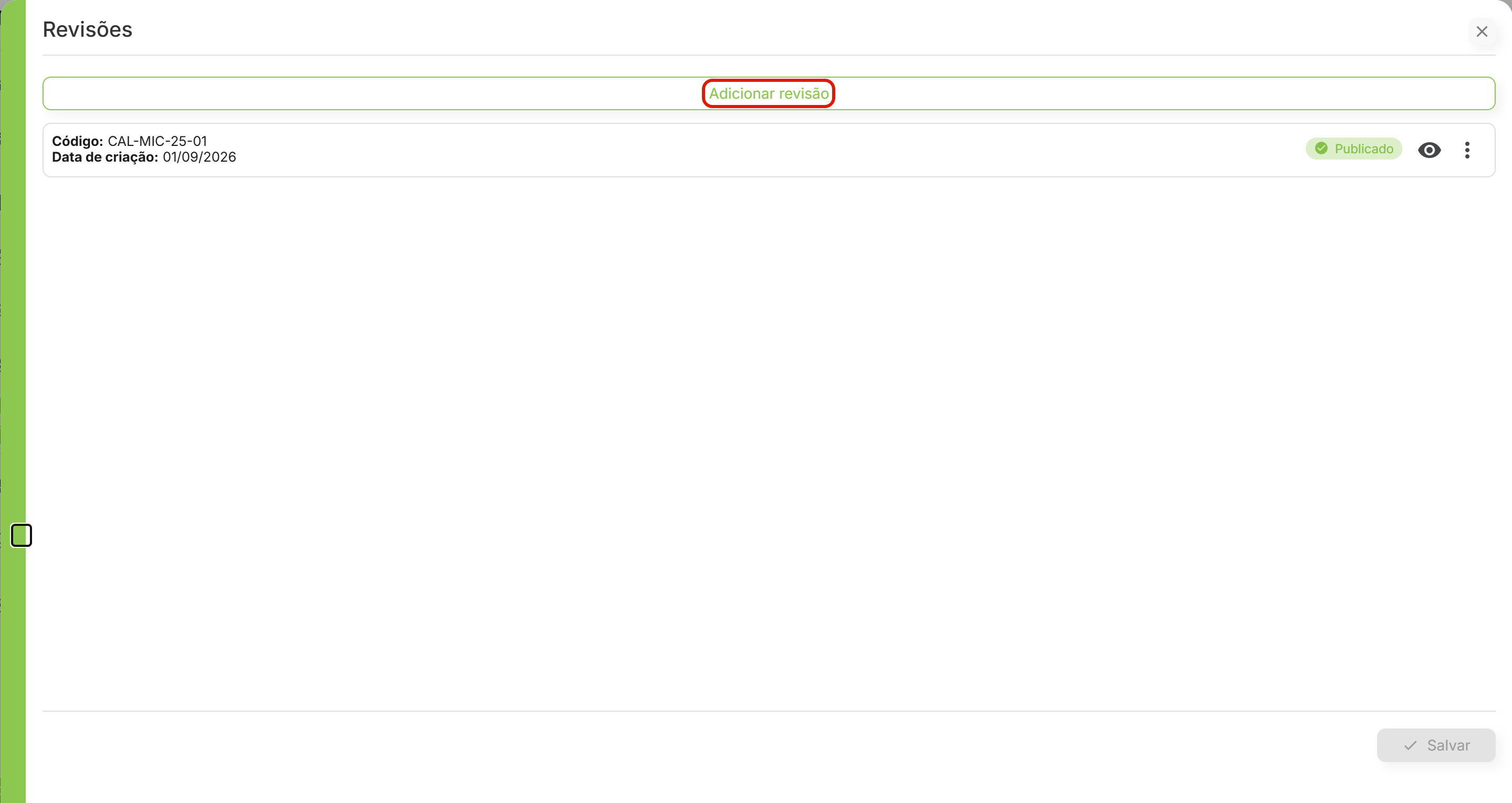 Botao adicionar revisao