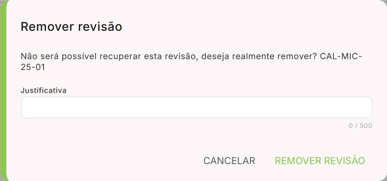 Dialogo remover revisao