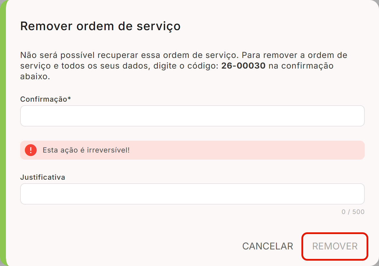 Botao remover desabilitado