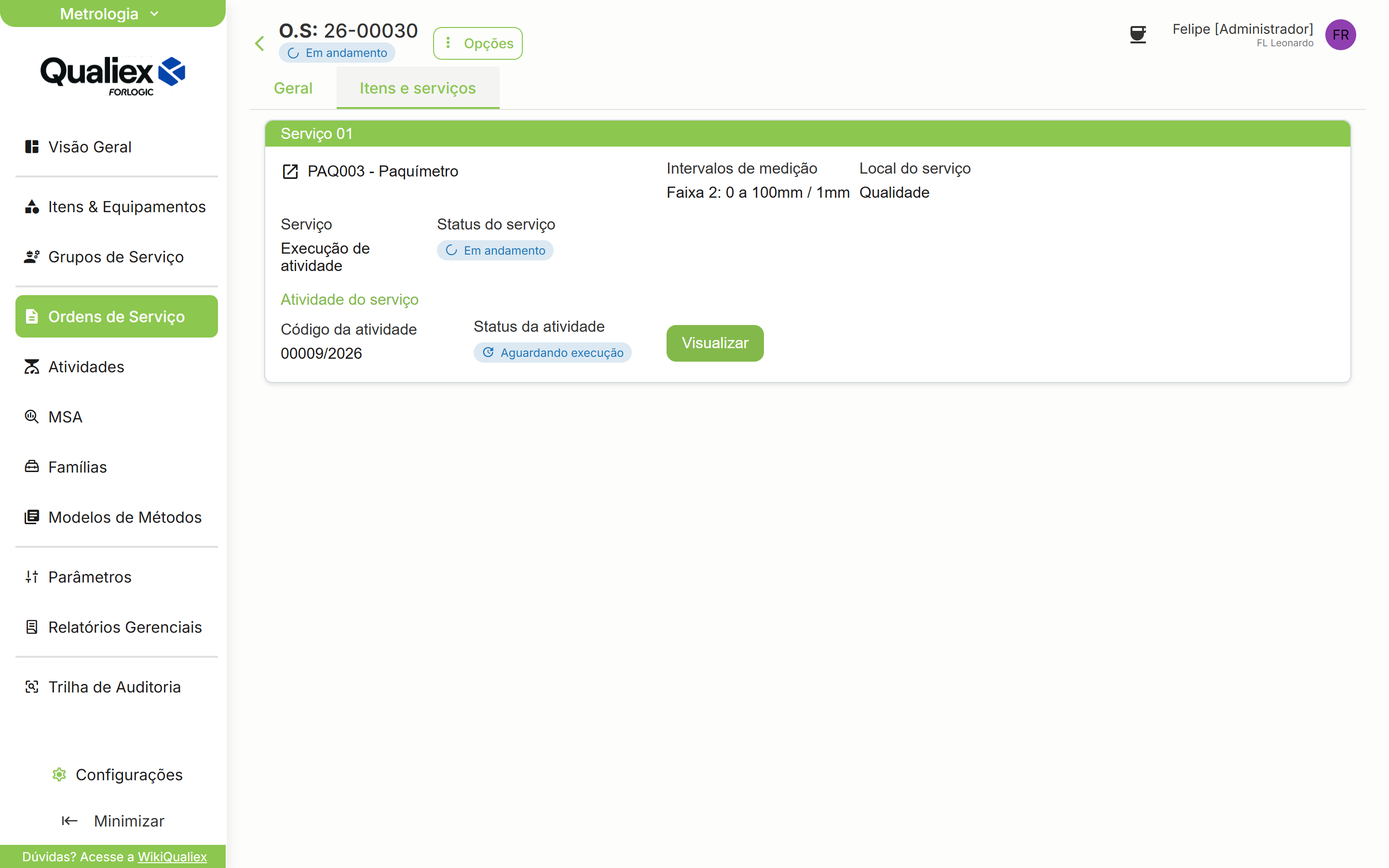 Item aguardando inicio