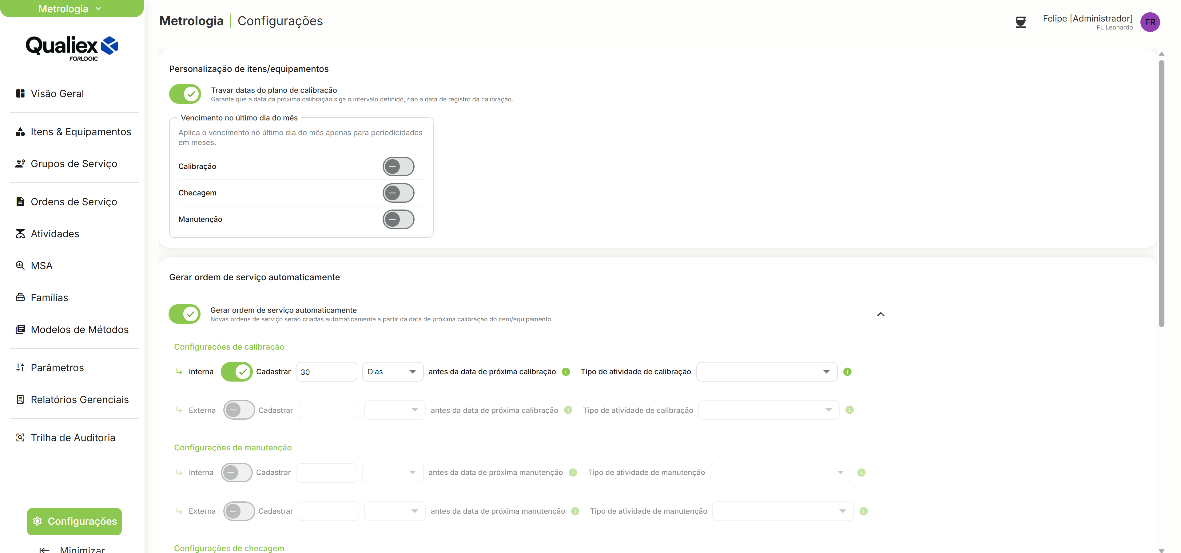 Configuracoes do modulo onde fica o calculo da proxima data