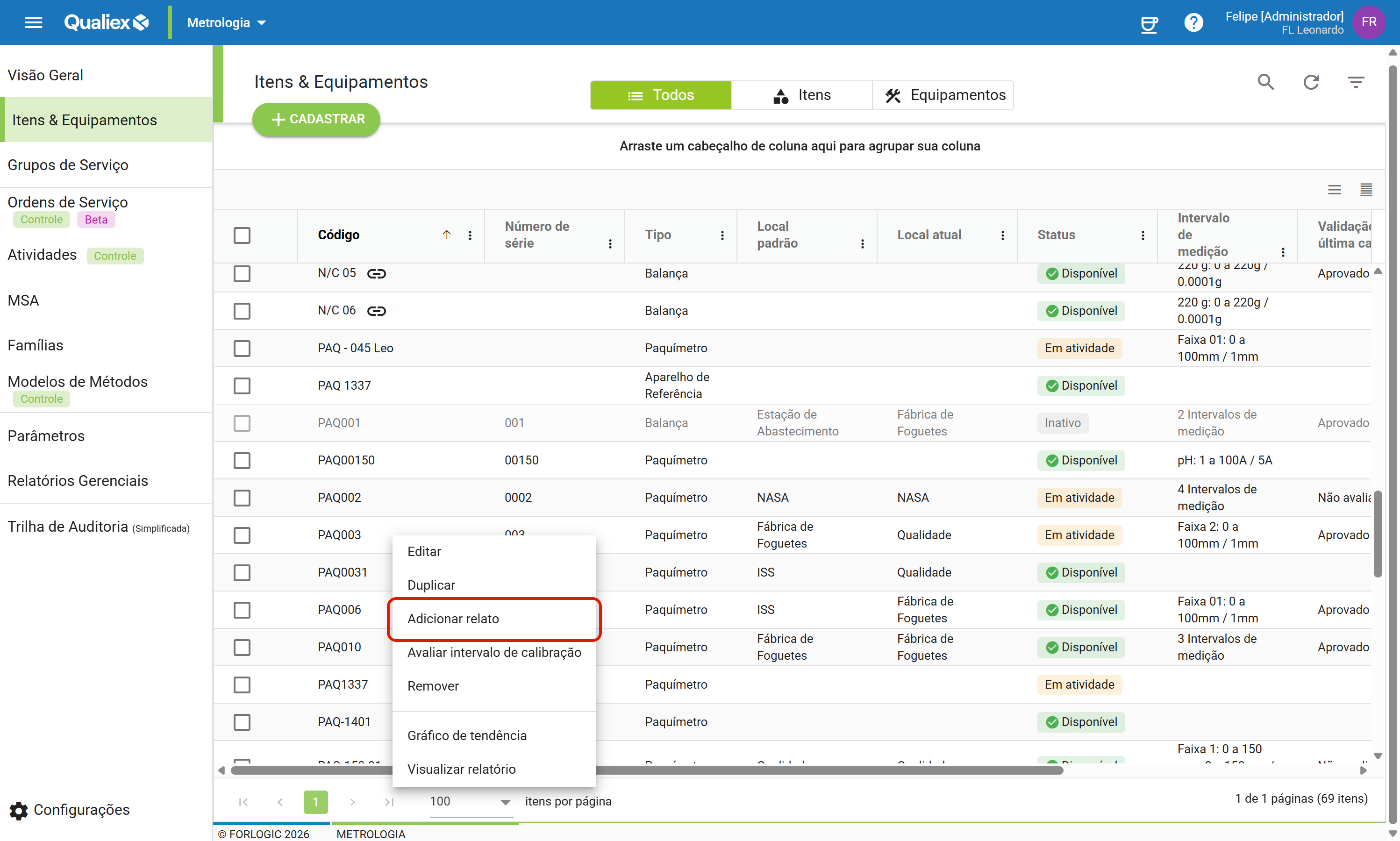 Passo2 opcao adicionar relato no menu