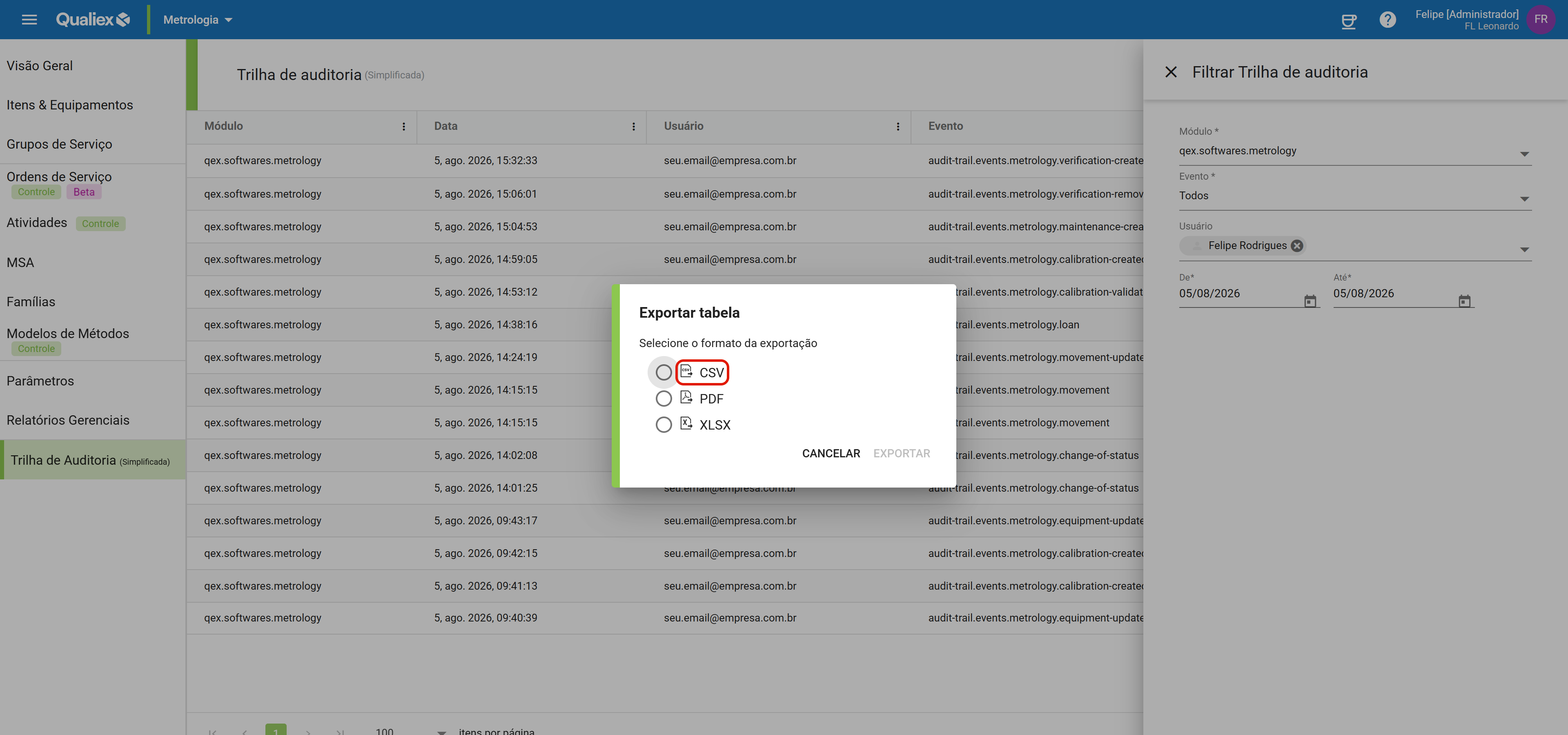 Passo4 opcoes csv pdf xlsx