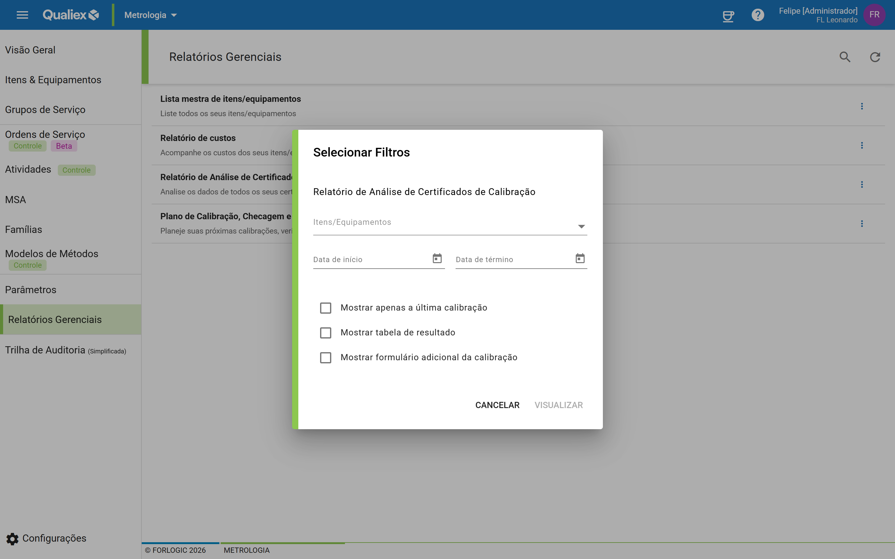 Passo3 dialogo selecionar filtros