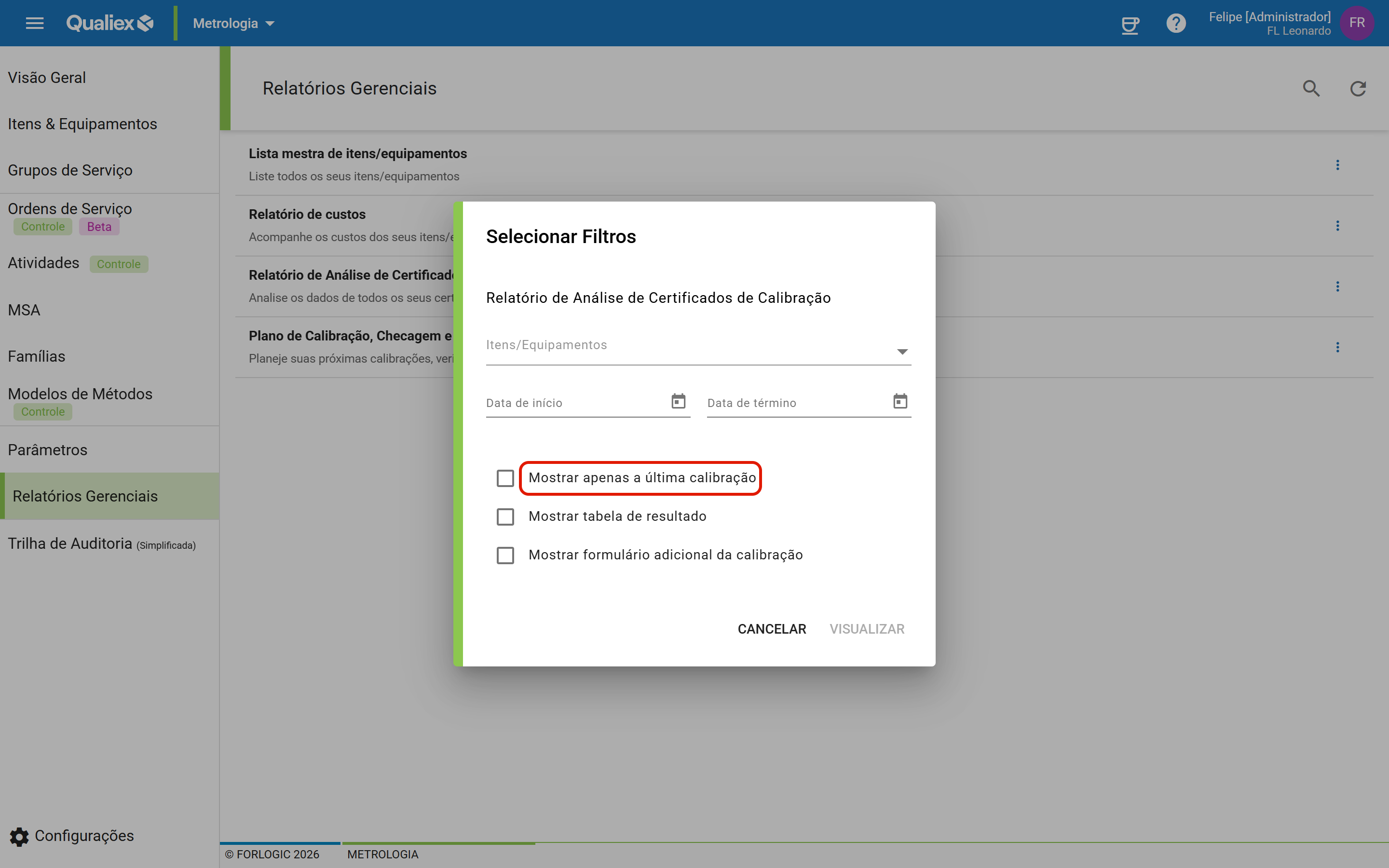 Passo4 mostrar apenas a ultima calibracao