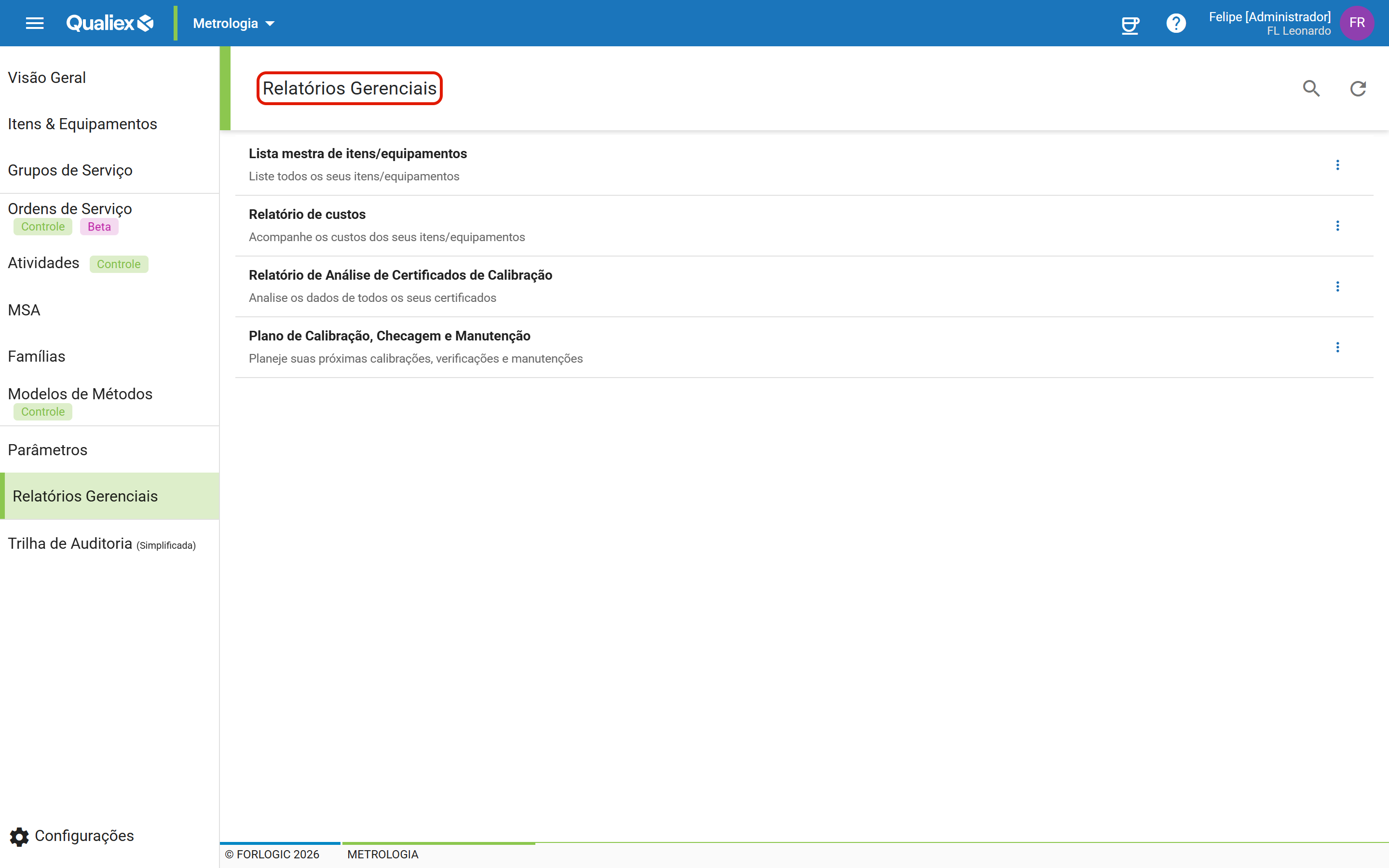 Passo1 relatorios gerenciais no menu