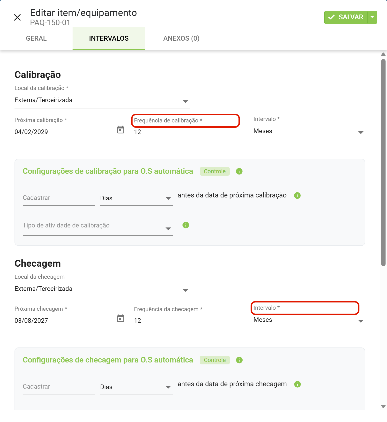 Intervalo de calibracao e outra coisa e a periodicidade