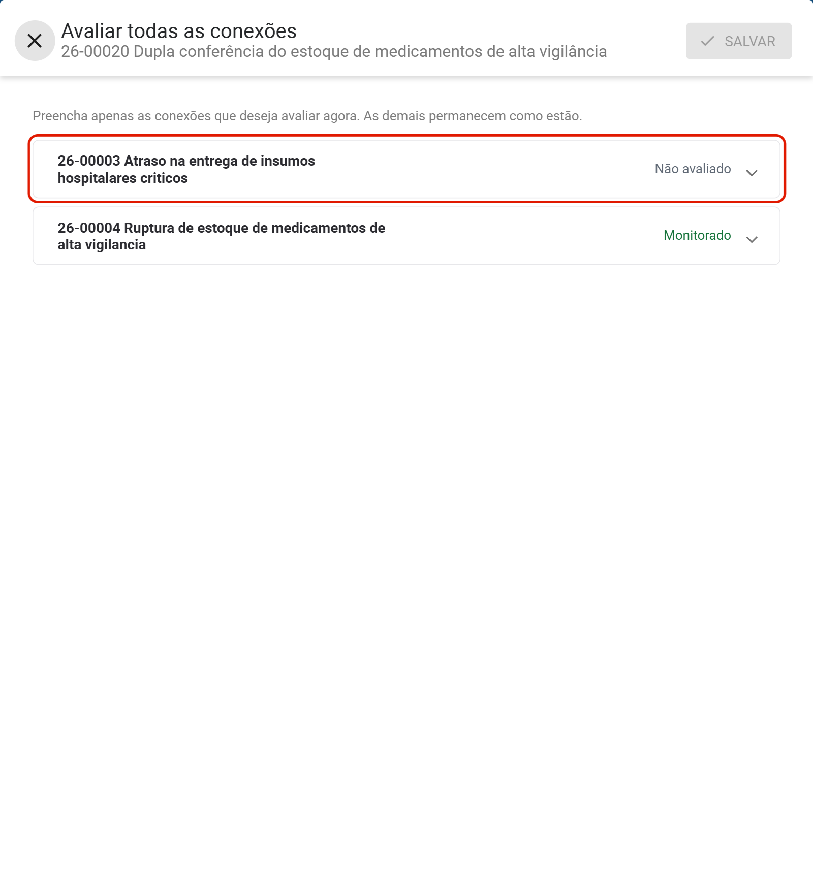 Uma secao por conexao com a situacao
