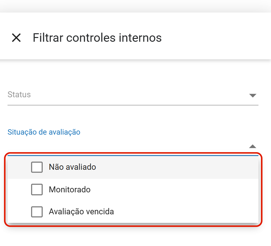 Os três valores do campo Situação de avaliação