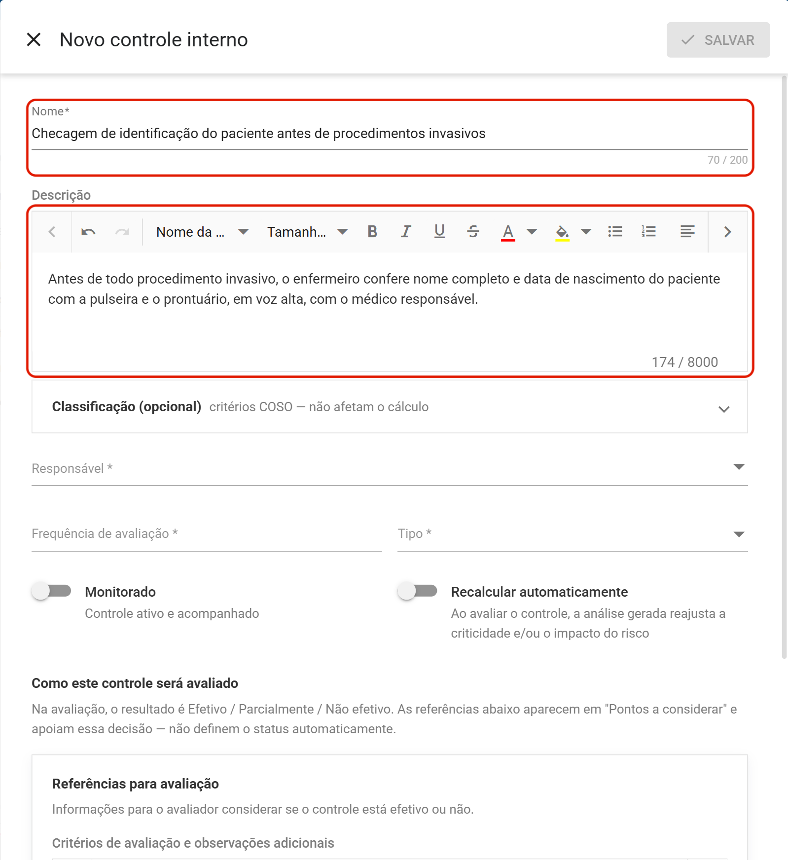 Nome e descricao preenchidos