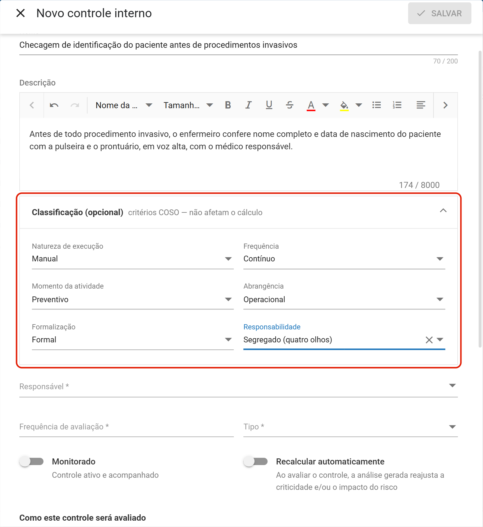 Classificacao coso preenchida