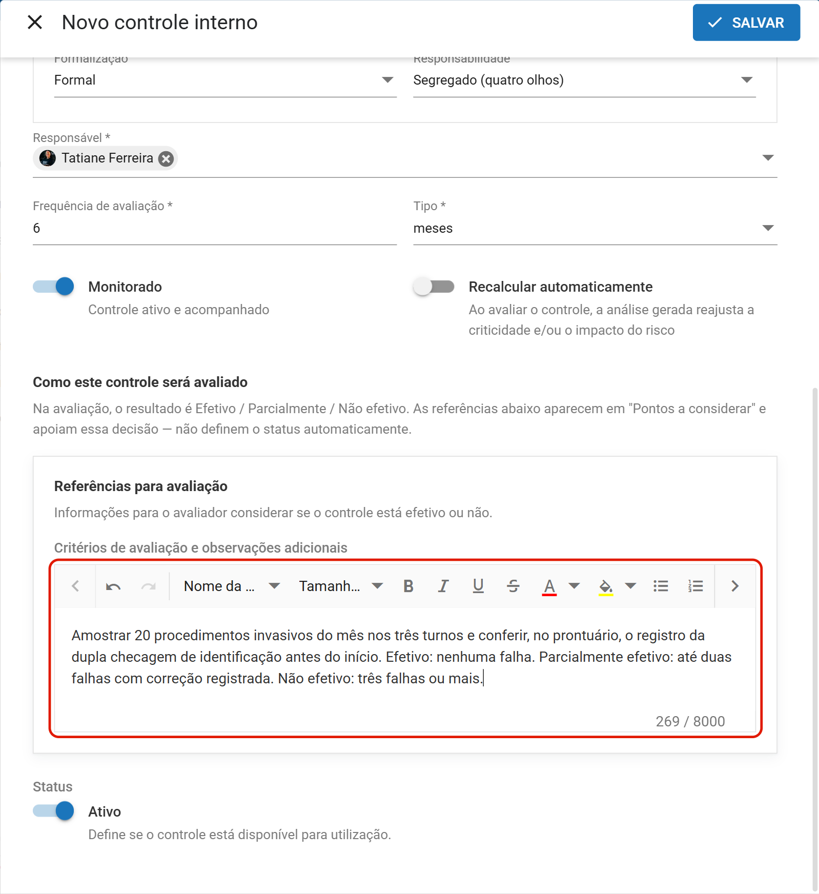Referencias para avaliacao com os criterios