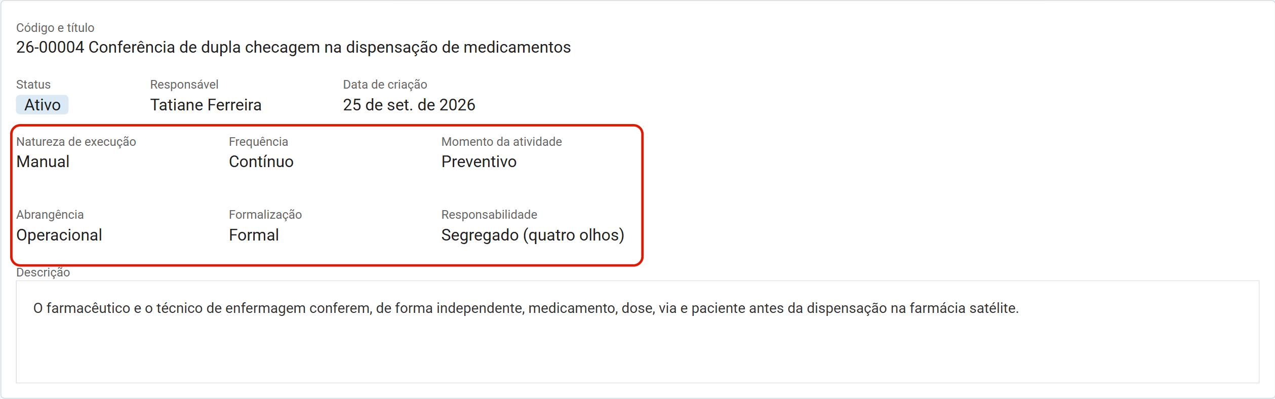 Os seis criterios de classificacao de um controle