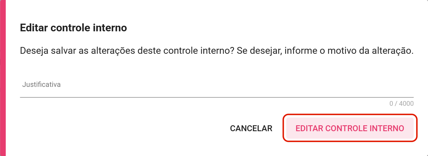 Editar com justificativa opcional