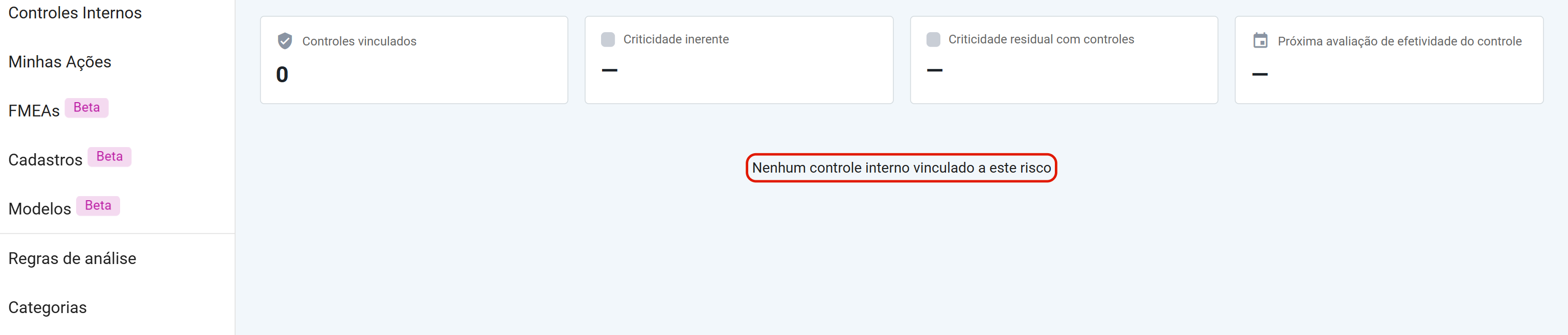 Lista vazia nenhum controle vinculado