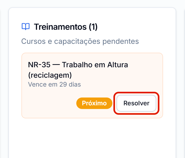 Bloco treinamentos com o resolver